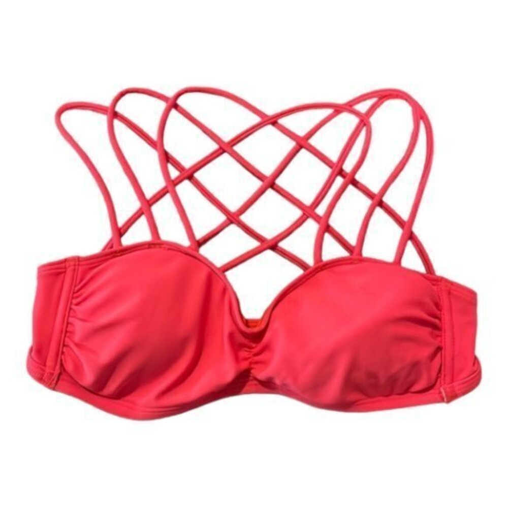 Hollister California Crossback Coral Pink Swimsuit Bikini Top Size XS EUC #4349